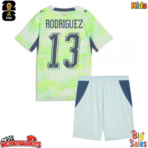 Switzerland Ricardo Rodriguez #13 Replica Away Stadium Kit for Kids World Cup 2026 Short Sleeve (+ pants)